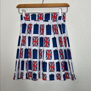 Her Universe Blue and Red TARDIS A-Line Skirt British London XS